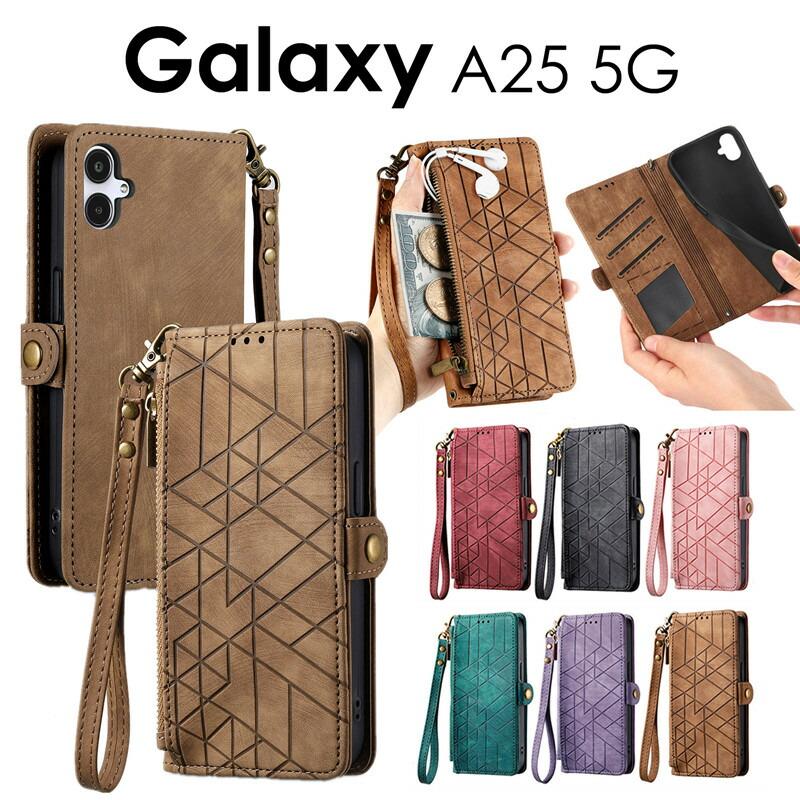 Galaxy A25 5G ケース カバー 手帳型 ストラップ付きGALAXY 財布