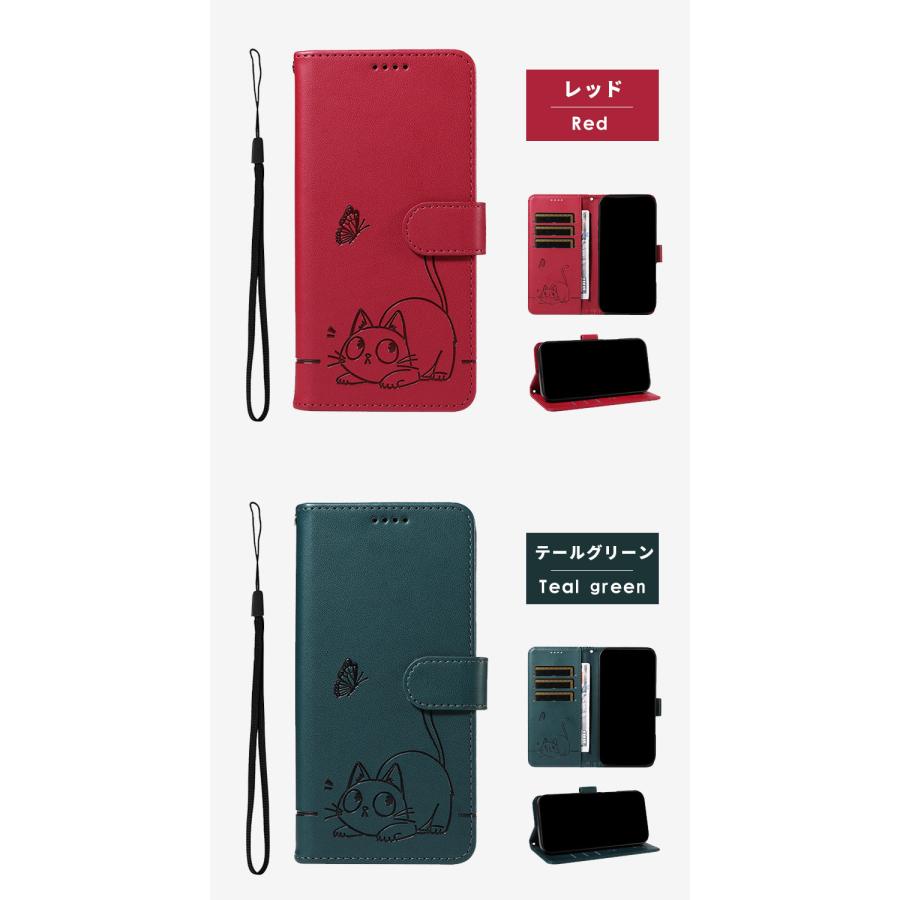スマホケース moto g66j 5Gケース 手帳型 g66y 型押し 猫柄 g64y