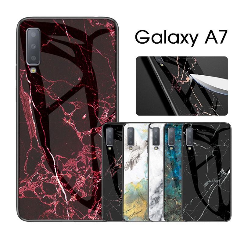 Galaxy A7 ケース 背面保護 ギャラクシーA7ケース 強化ガラス