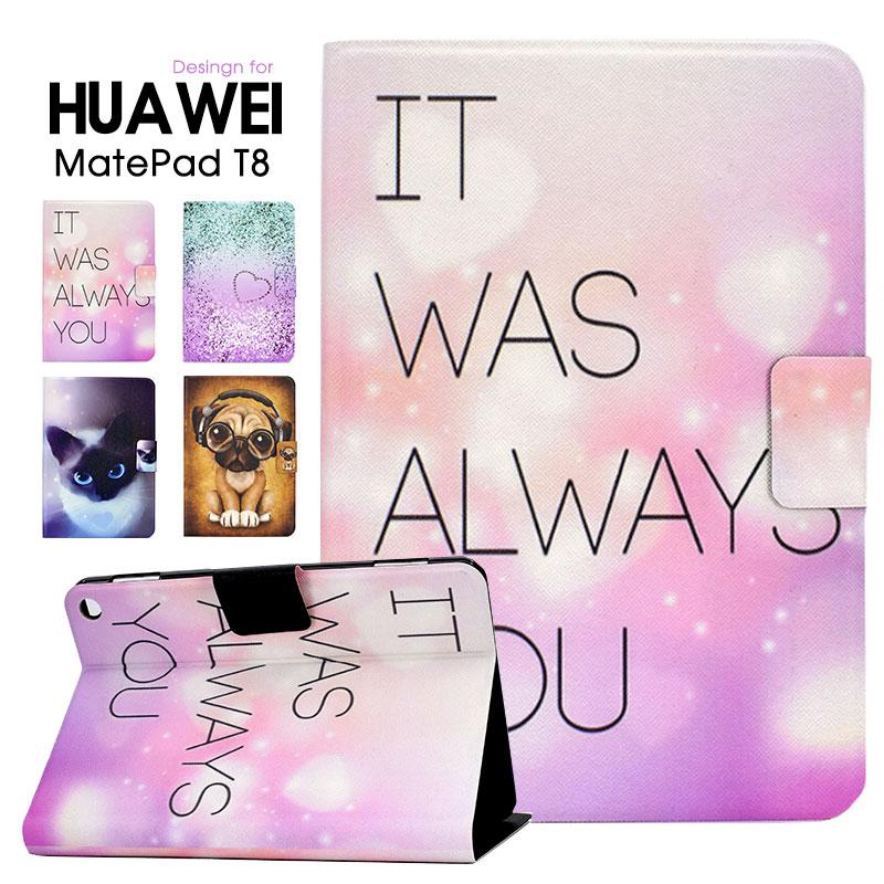 HUAWEI MatePad T8 ケース 手帳型 ファーウェイ mate pad t8 カバー かわいい Huawei MatePad T8 タブレットケース スタンド機能   猫 犬｜initial-k