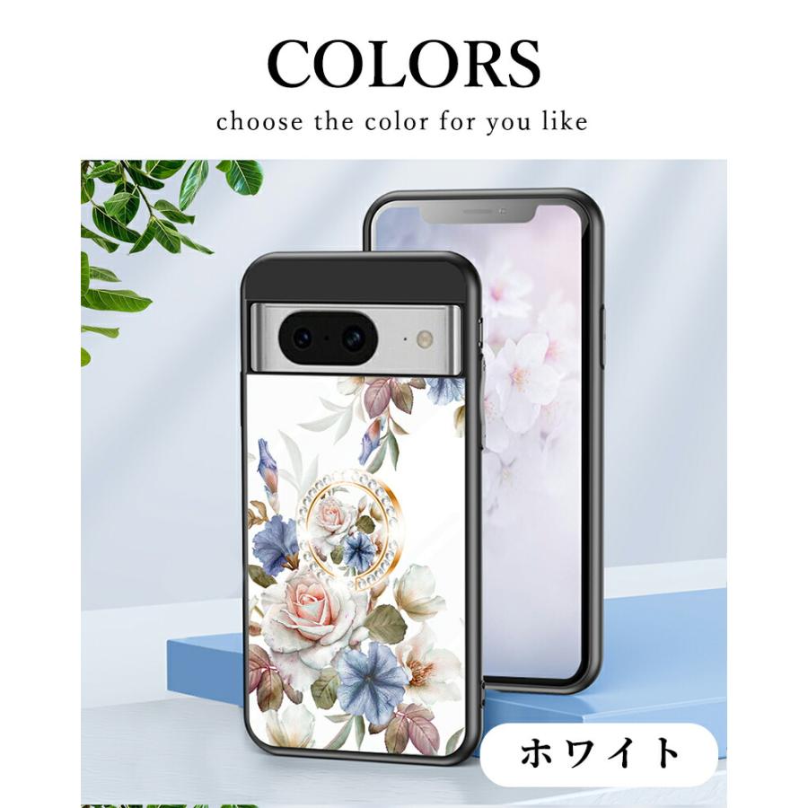 Google Pixel 9a ケース 強化ガラス 花柄 8a 6 Pro 7aケース 9 XL