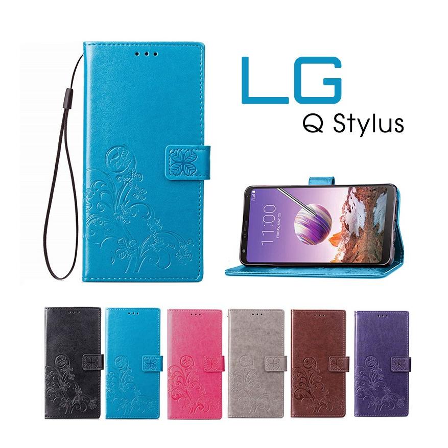LG Q Stylus専用ケース LG Q Stylusケース クローバー 四つ葉 女性 おしゃれ LG Q Stylus手帳型ケース 横開き LG Q Stylus手帳型カバー LG Q Stylus保護ケース｜initial-k