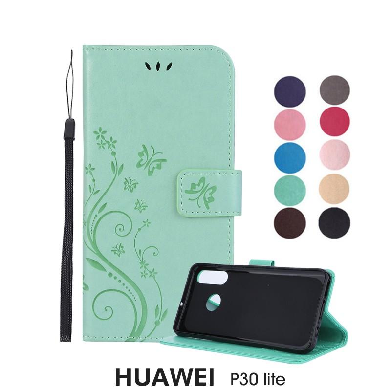 HUAWEI P30 liteケース/カバー 蝶柄 花柄 可愛いHUAWEI ファーウェイ P30 lite au HWV33カバー スマホカバー 手帳 横向きHuawei P30 liteケース 手帳 磁石｜initial-k