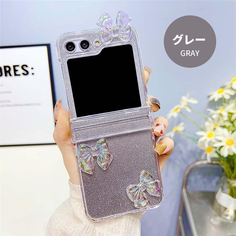スマホアクセサリー K Galaxy Z Flip5 SC-54Dカバー 可愛い ラメ 動くGalaxy ソフト