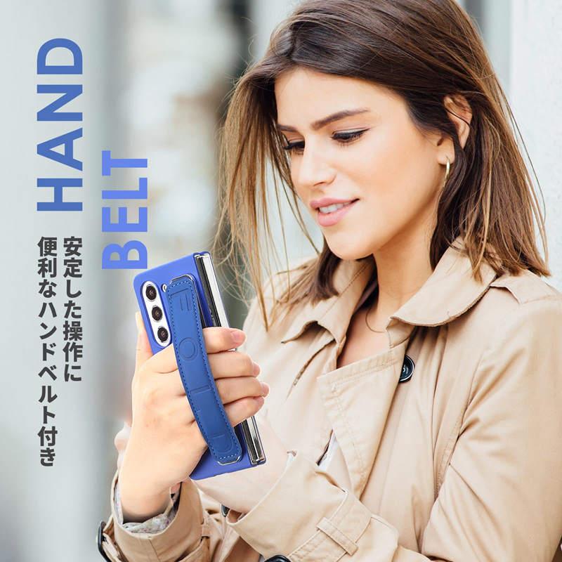 Galaxy Z Fold5 SC-55D ケースFold5 SCG22 カバー ベルト付き オシャレ
