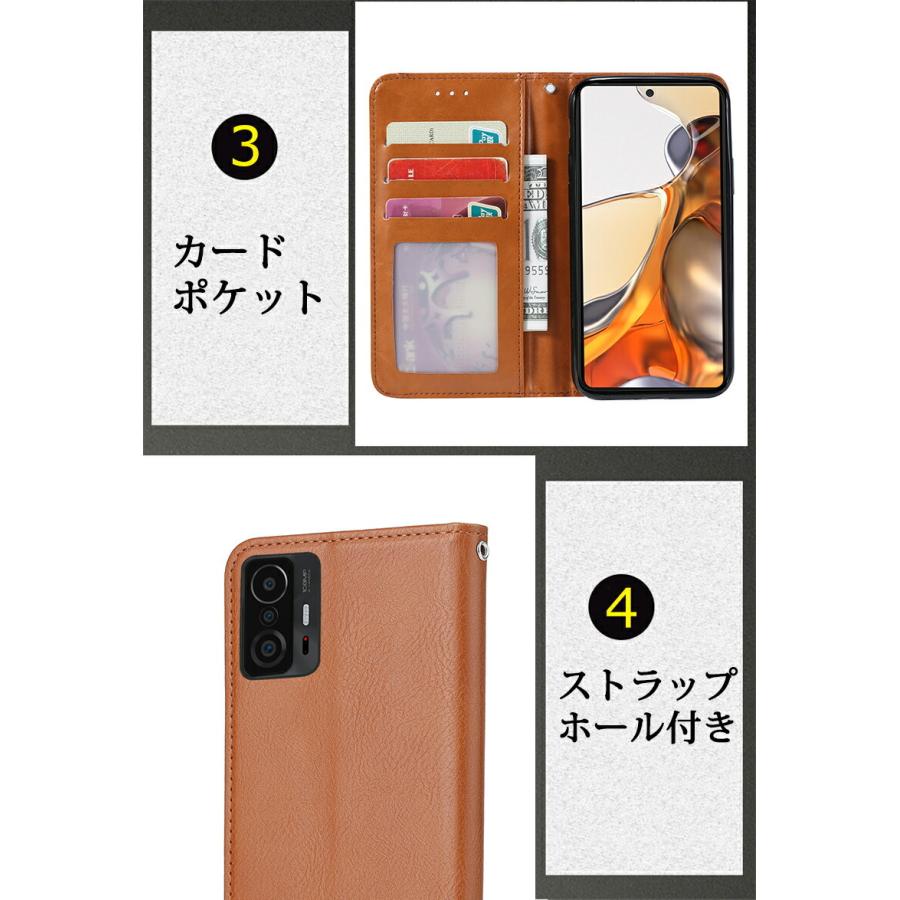 Xiaomi 11Tケース 手帳 Xiaomi 11T Proケース 手帳型 シンプル カバー Xiaomi 11T 手帳カバーXiaomi 11T Pro ケース レザー シャオミ Xiaomi スマホケース｜initial-k｜05