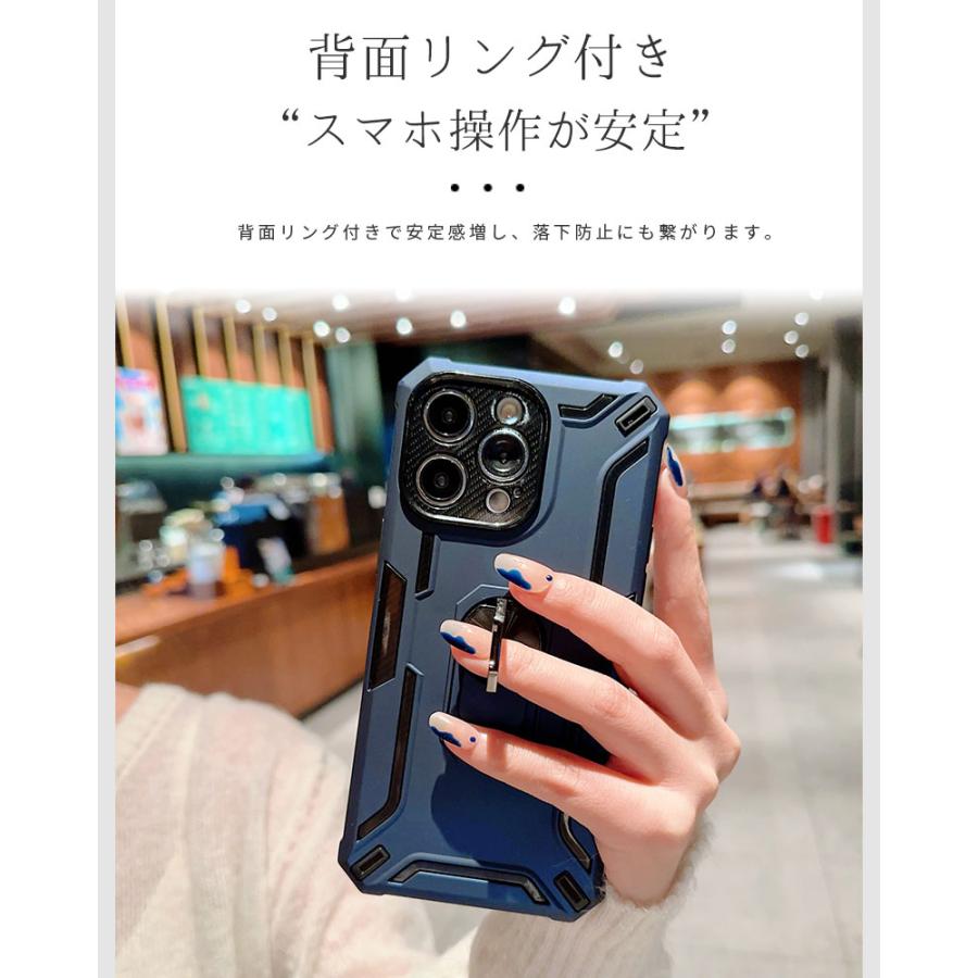 iPhone 15 Pro ケース 二重構造 13 Proケース リング付き 14 スタンド
