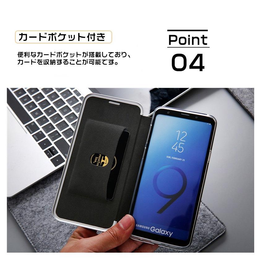 Galaxy スマホケース Galaxy S9ケース レザー Galaxy S9+ケース 手帳型 マグネット吸着式 シンプル カード収納ホルダー付き ギャラクシー S9カバー S9+カバー｜initial-k｜07