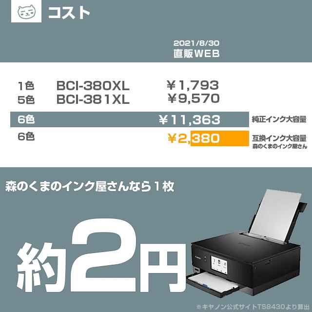 森のくまのインク屋さん BCI-381+380/5MP キャノン 互換インク 5色 bci