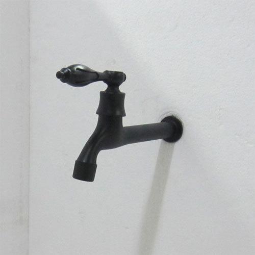 単水栓 蛇口 カラン 壁付け おしゃれ 黒 ブラック W21×D193×H105