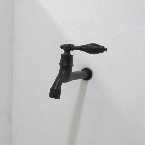 単水栓 蛇口 カラン 壁付け おしゃれ 黒 ブラック W21×D193×H105