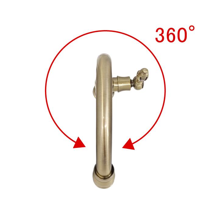 水栓 単水 洗面用 おしゃれ 蛇口 古金 アンティークゴールド INK