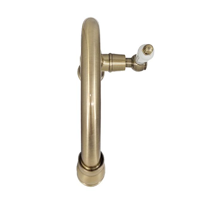 単水栓 蛇口 水 洗面台用 アンティーク おしゃれ 輸入 陶器レバー 古金