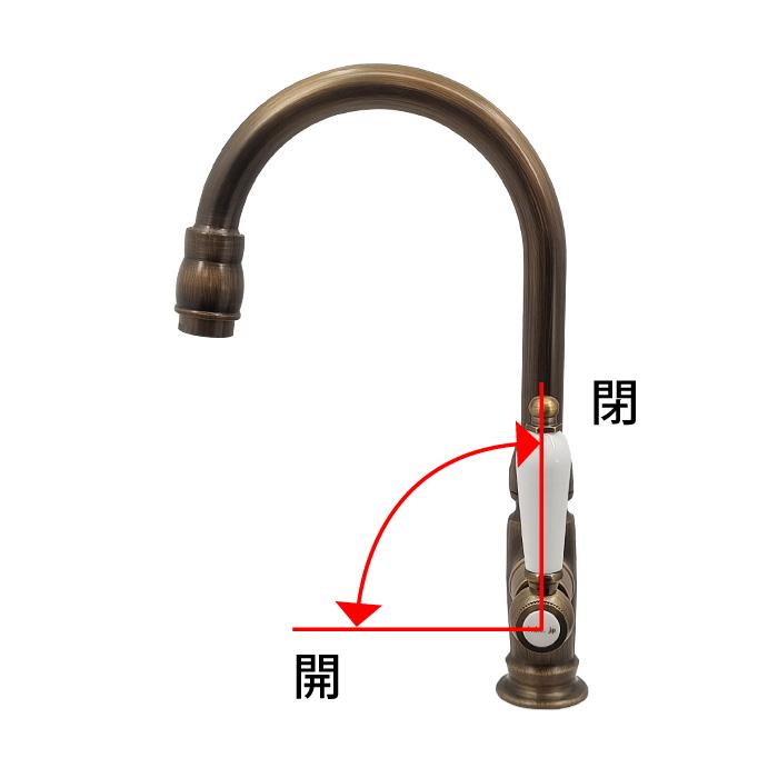 単水栓 陶器レバー おしゃれ ブロンズ 古銅 INK-0302046HT : 株式会社