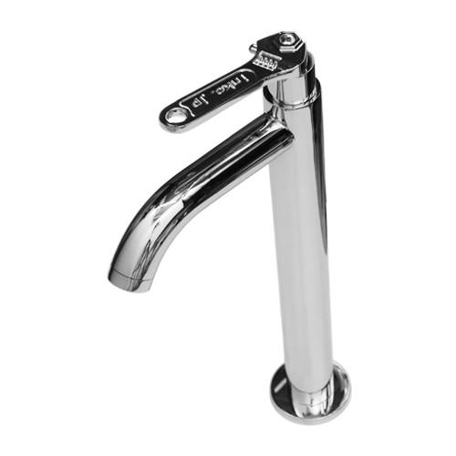 [管理No1645]金属製シルバー蛇口 10個セット 品番不明 単水栓 蛇口 カラン モンキーレンチ型レバー 古銅 W55×D160×H310