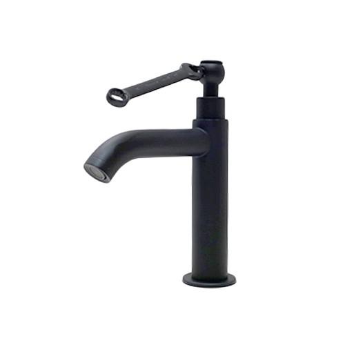 単水栓 蛇口 カラン スパナ型レバー 黒 ブラック W55×D160×H200 | 品番