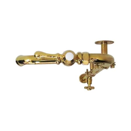 単水栓　蛇口　カラン　ストレート止水栓付き　品番INK-0302085Hset　金　W270×D85×H1230　ゴールド