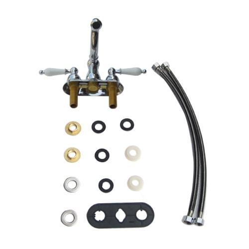 4インチ混合水栓 三つ穴 二つ穴 360°回転可能 ツーハンドル ツーホール