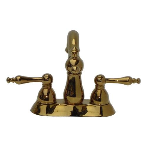 混合水栓 洗面 2ハンドル レバー おしゃれ 4インチ 三穴 金 ゴールド