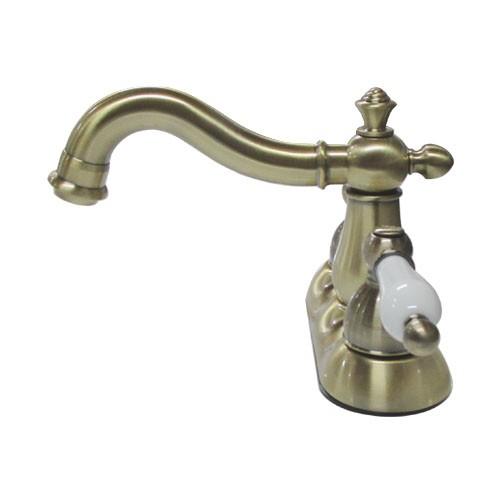 混合水栓 蛇口 カラン 4インチ 360°回転可能 ハンドル陶器 古金