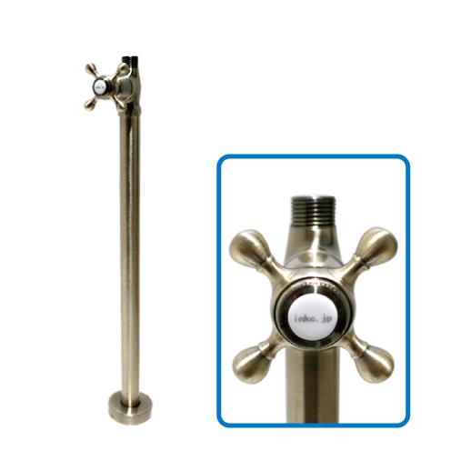 ストレート止水栓 床給水用 止水栓 クロスハンドル おしゃれ リフォーム Diy 古