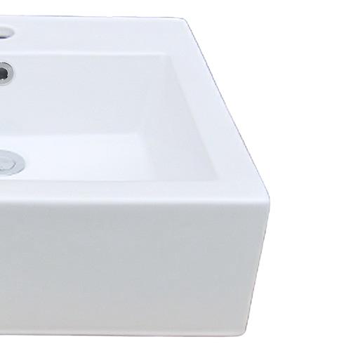 洗面ボウル 四角 陶器 置き型 洗面台 オーバーフロー有り W470×D460
