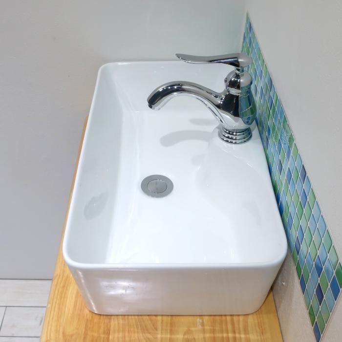 洗面ボウル 陶器 四角 おしゃれ DIY リフォーム 置き型 オーバーフロー