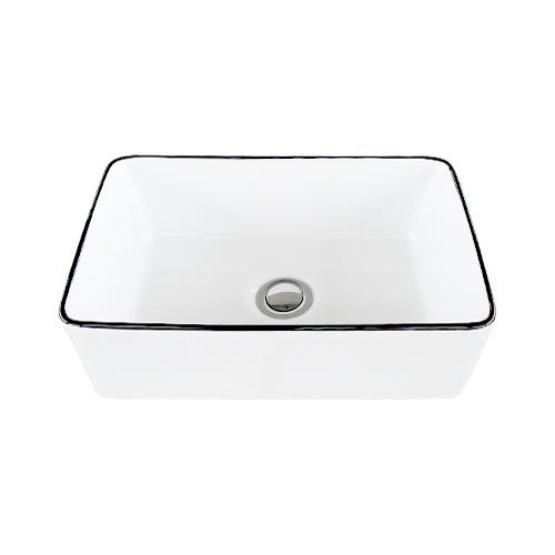 手洗器 四角 おしゃれ ユニーク 置き型 モノクロ オーバーフロー無し W360×D230×H120 | 品番INK-0403377H_1