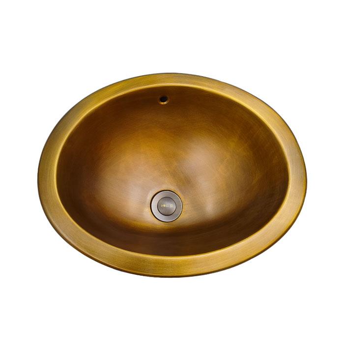 洗面ボウル アンティーク ブロンズ 銅色 埋め込み オーバーフロー有り