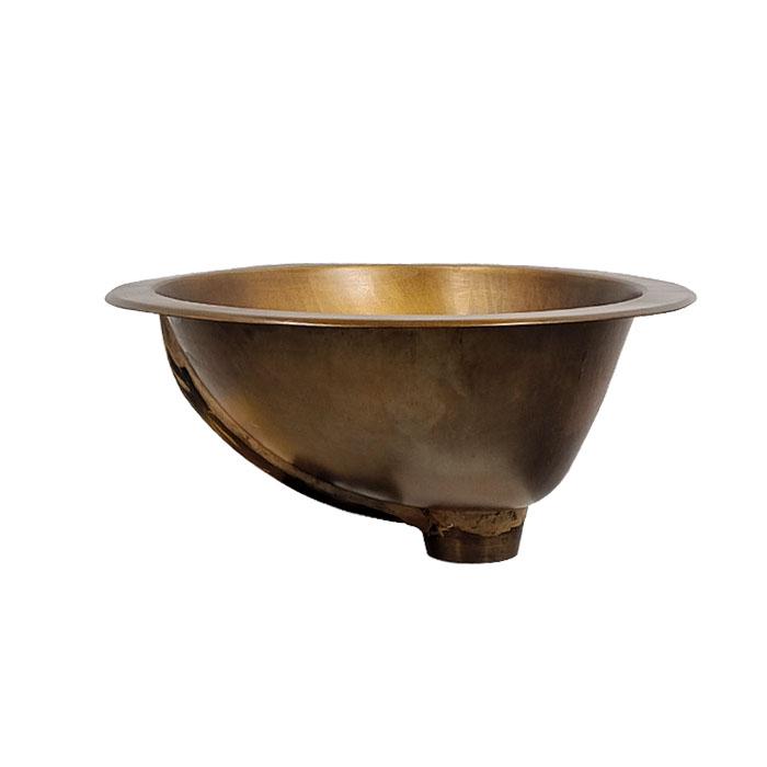 ヴィンテージボウル　器　オブジェ　ブロンズ 洗面ボウル アンティーク ブロンズ 銅色 埋め込み オーバーフロー有り
