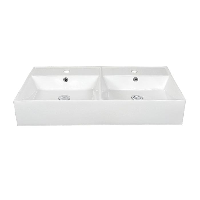 ホワイトセラミック洗面ボウル2個セット 2月上旬入荷 2ボウル洗面 ダブルボウル 2連洗面ボウル 排水栓 セット