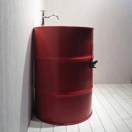 洗面台 おしゃれ スチームパンク ドラム缶 赤 レッド 洗面ボウル 水栓