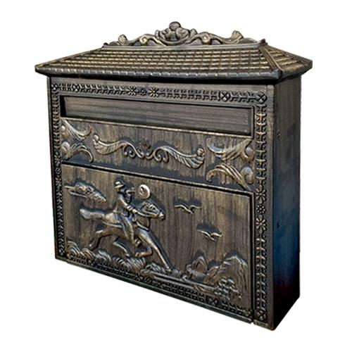 ポスト 壁付け 壁掛け 鍵付き おしゃれ カーキ アンティークゴールド 