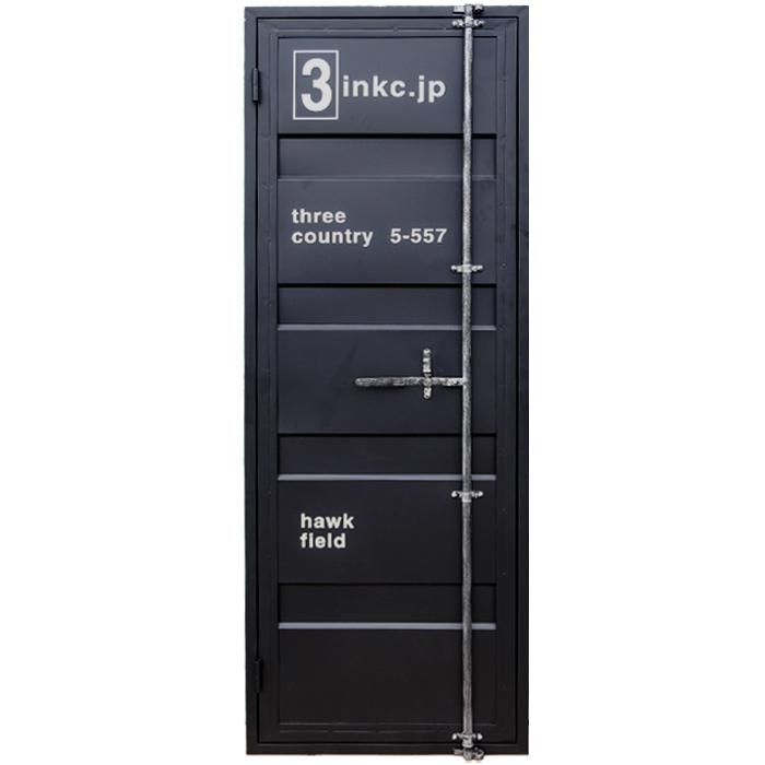 コンテナドア 外開き 左吊元 内カギ付き 枠付き 黒 ブラック | 品番