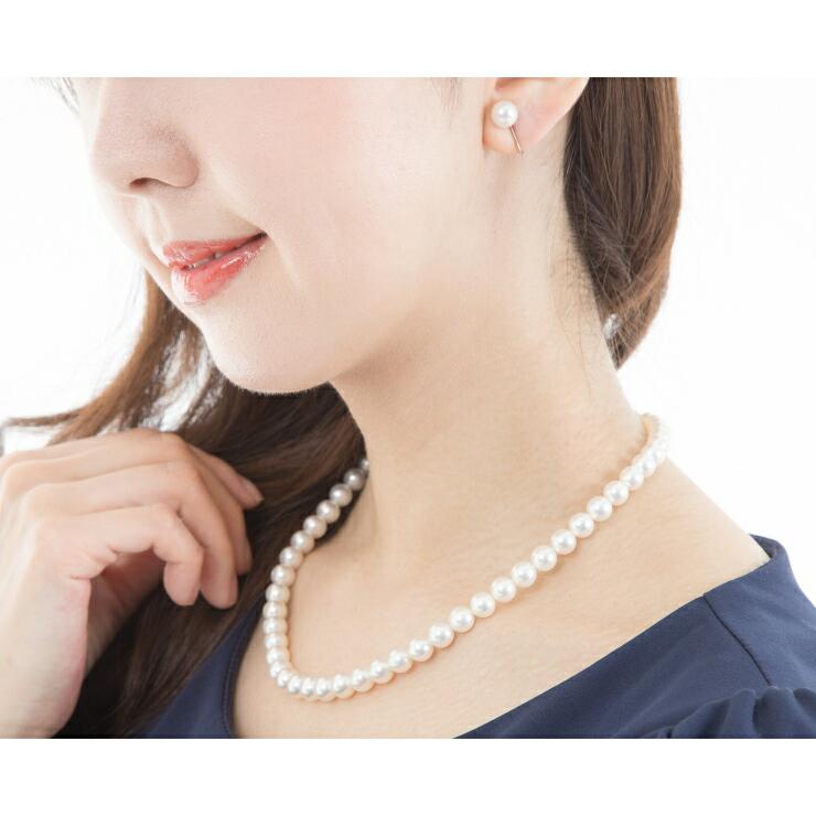 あこや真珠 アコヤ真珠 ネックレス ピアス イヤリング 2点セット 