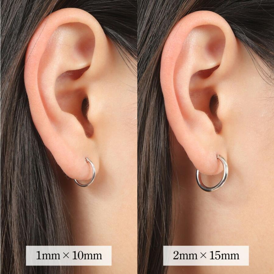 ピアス フープ プラチナ 18金 18k 小さめ アレルギー対応 レディース シンプル 地金 ゴールド 2mm×20mmの画像