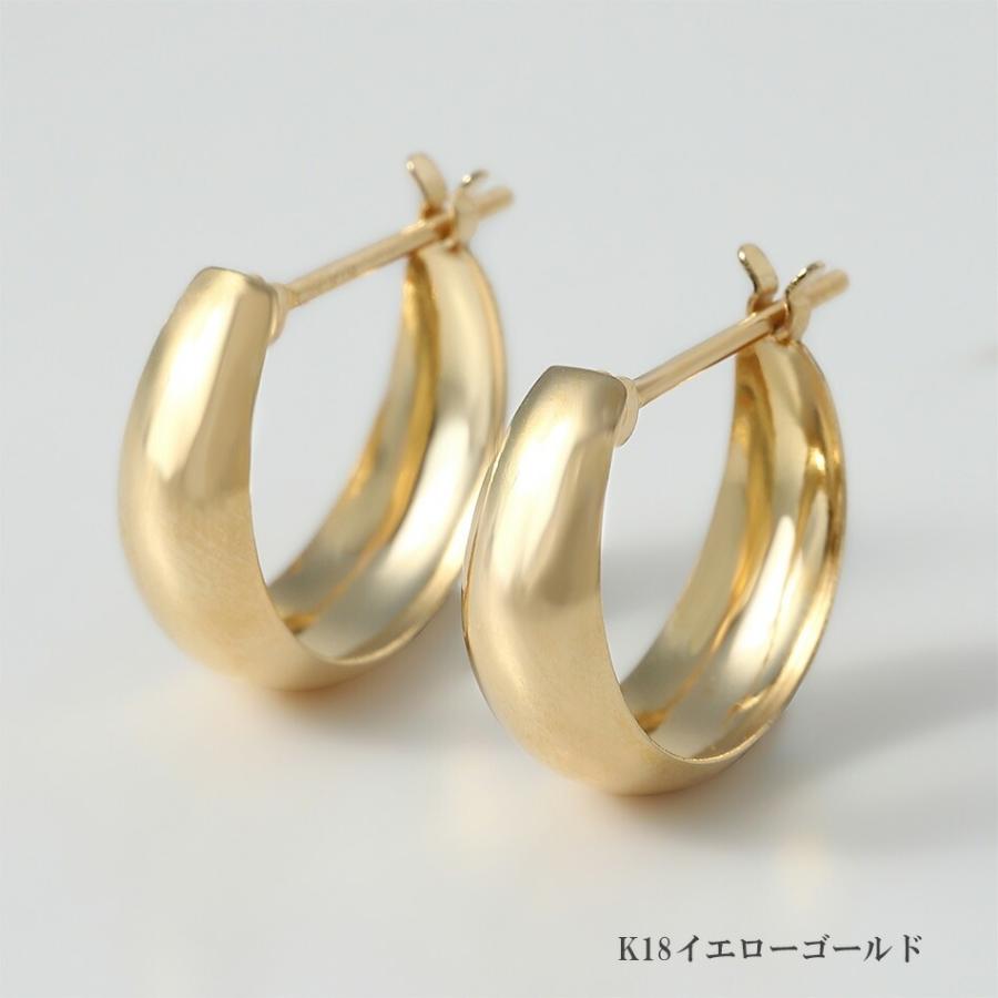 ピアス ムーンピアス 18金 プラチナ 3mm×10mm アレルギー対応 レディース シンプル 地金 つけっぱなし k18 ゴールド 甲丸の画像