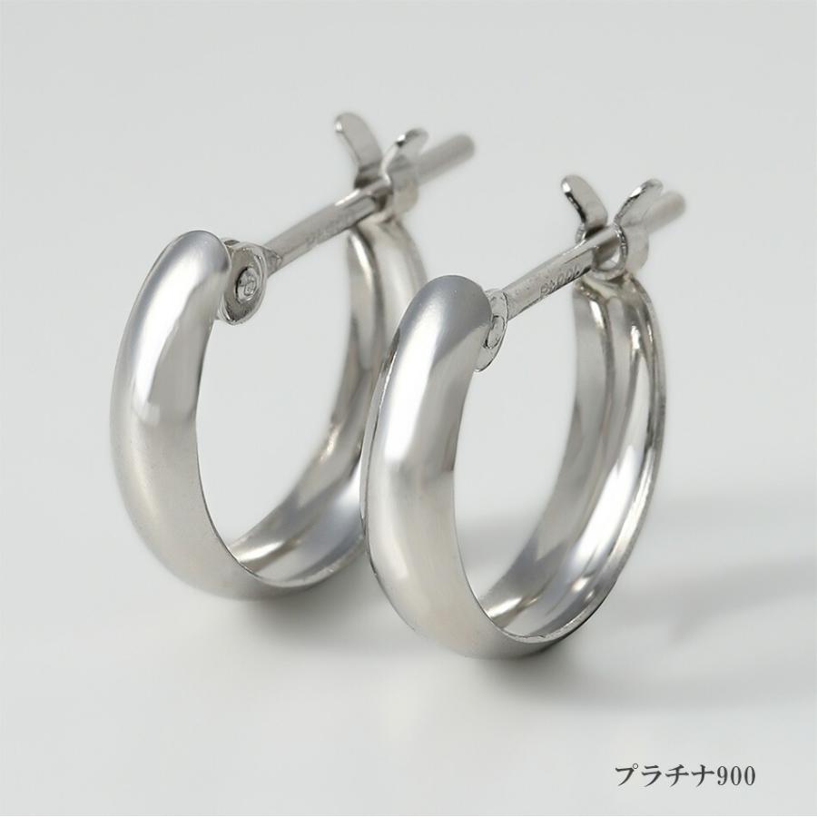 ピアス ムーンピアス 18金 プラチナ 3mm×10mm アレルギー対応 レディース シンプル 地金 つけっぱなし k18 ゴールド 甲丸の画像