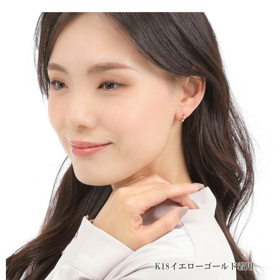 ピアス ムーンピアス 18金 プラチナ 3mm×10mm アレルギー対応 レディース シンプル 地金 つけっぱなし k18 ゴールド 甲丸の画像