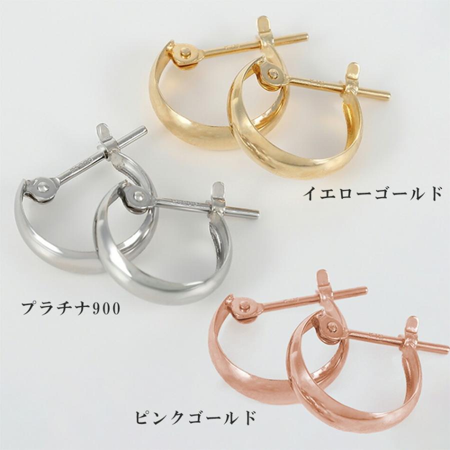ピアス ムーンピアス 18金 プラチナ 3mm×10mm アレルギー対応 レディース シンプル 地金 つけっぱなし k18 ゴールド 甲丸の画像
