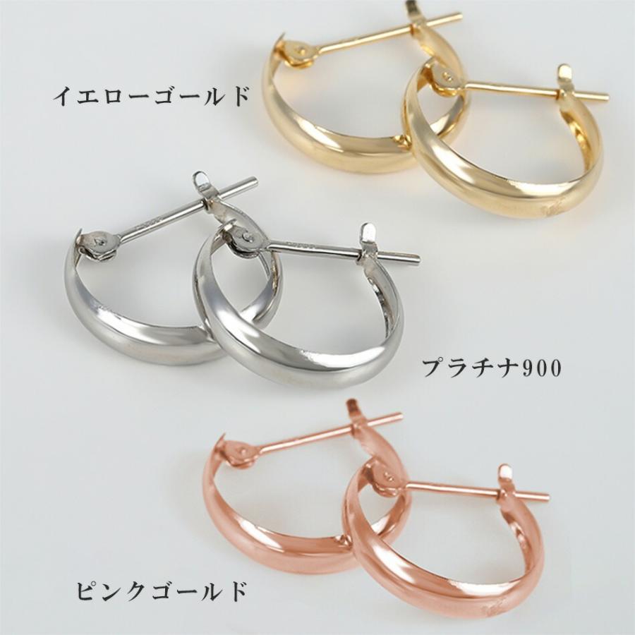 ピアス ムーンピアス プラチナ 18金 アレルギー対応 3mm×13mm レディース シンプル 地金 つけっぱなし k18 ゴールド 甲丸の画像