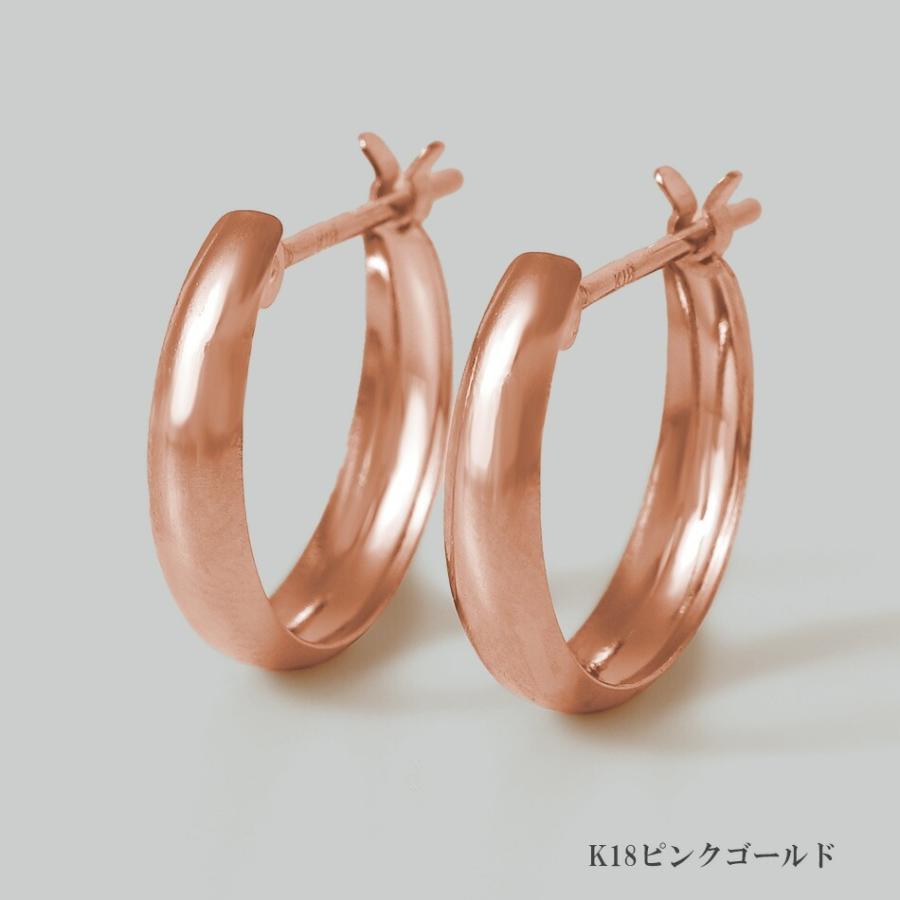ピアス ムーンピアス プラチナ 18金 アレルギー対応 3mm×13mm レディース シンプル 地金 つけっぱなし k18 ゴールド 甲丸の画像