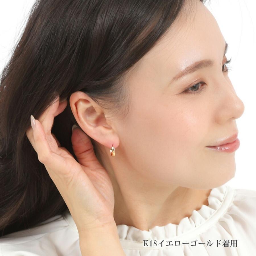 ピアス ムーンピアス プラチナ 18金 アレルギー対応 3mm×13mm レディース シンプル 地金 つけっぱなし k18 ゴールド 甲丸の画像