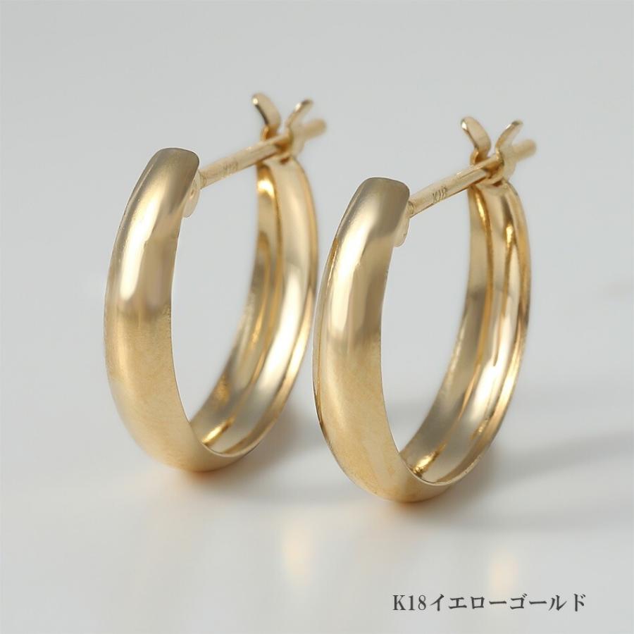 ピアス ムーンピアス プラチナ 18金 アレルギー対応 3mm×13mm レディース シンプル 地金 つけっぱなし k18 ゴールド 甲丸の画像