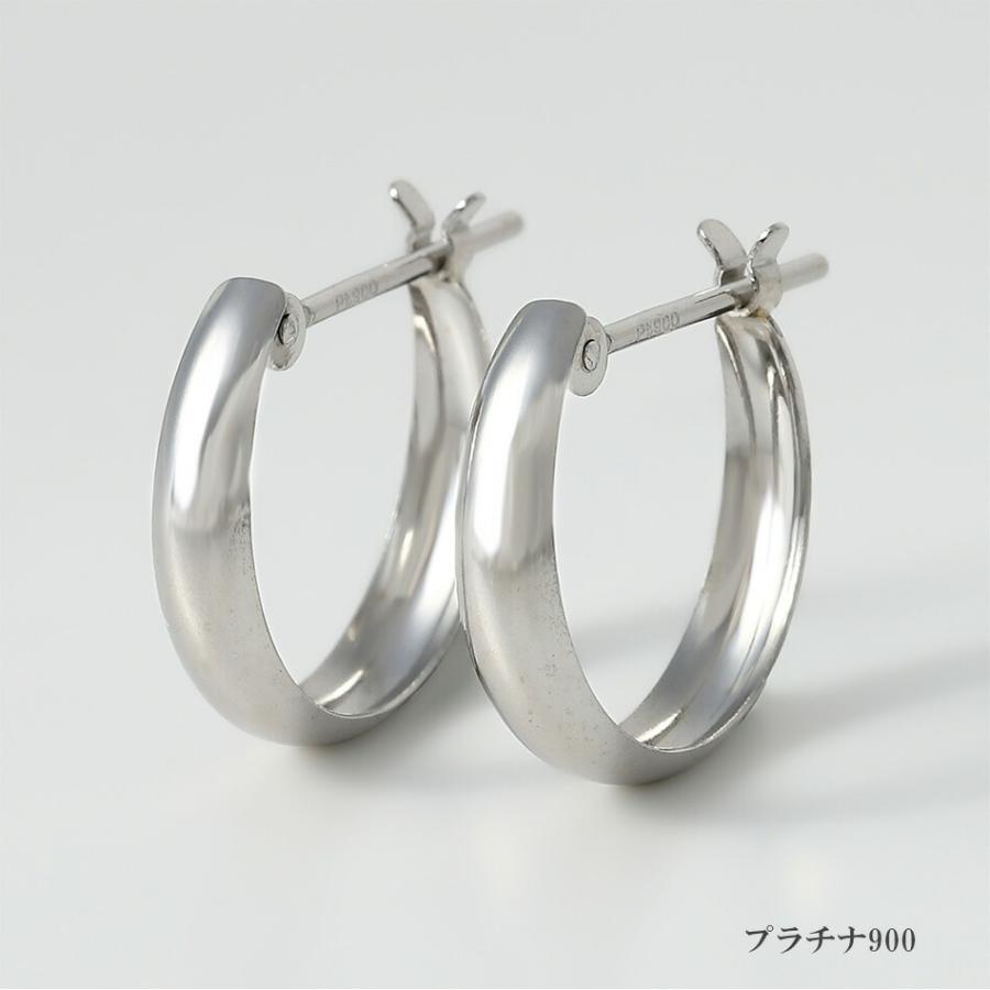 ピアス ムーンピアス プラチナ 18金 アレルギー対応 3mm×13mm レディース シンプル 地金 つけっぱなし k18 ゴールド 甲丸の画像