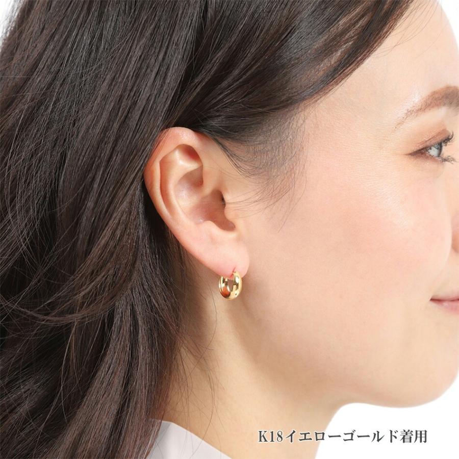 ピアス ムーンピアス 18金 プラチナ アレルギー対応 5mm×13mm レディース シンプル 地金 つけっぱなし 甲丸 k18 ゴールドの画像