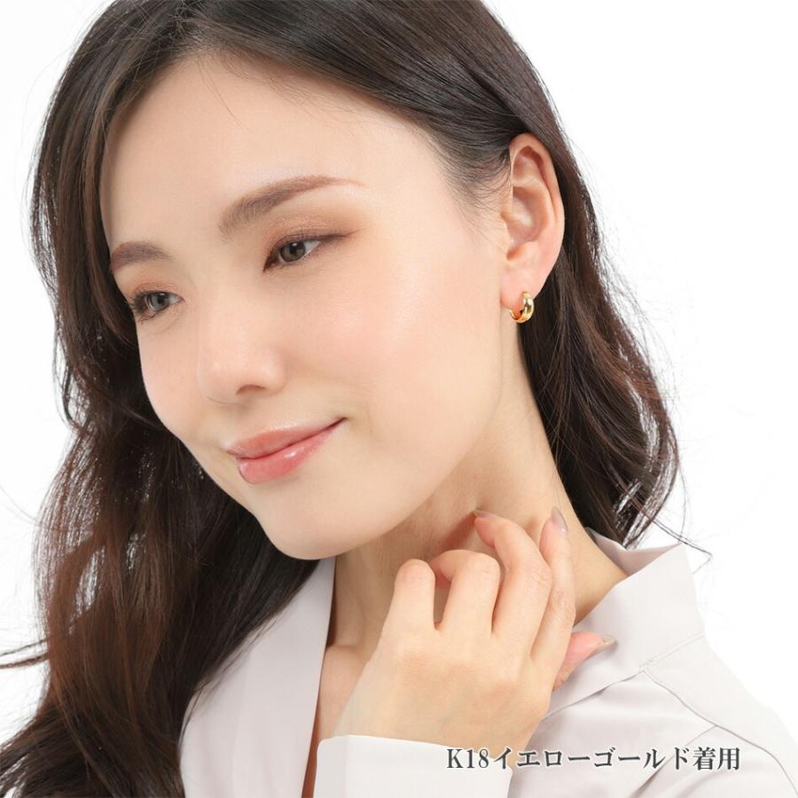 ピアス ムーンピアス 18金 プラチナ アレルギー対応 5mm×13mm レディース シンプル 地金 つけっぱなし 甲丸 k18 ゴールドの画像