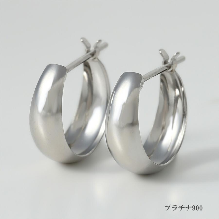 ピアス ムーンピアス 18金 プラチナ アレルギー対応 5mm×13mm レディース シンプル 地金 つけっぱなし 甲丸 k18 ゴールドの画像