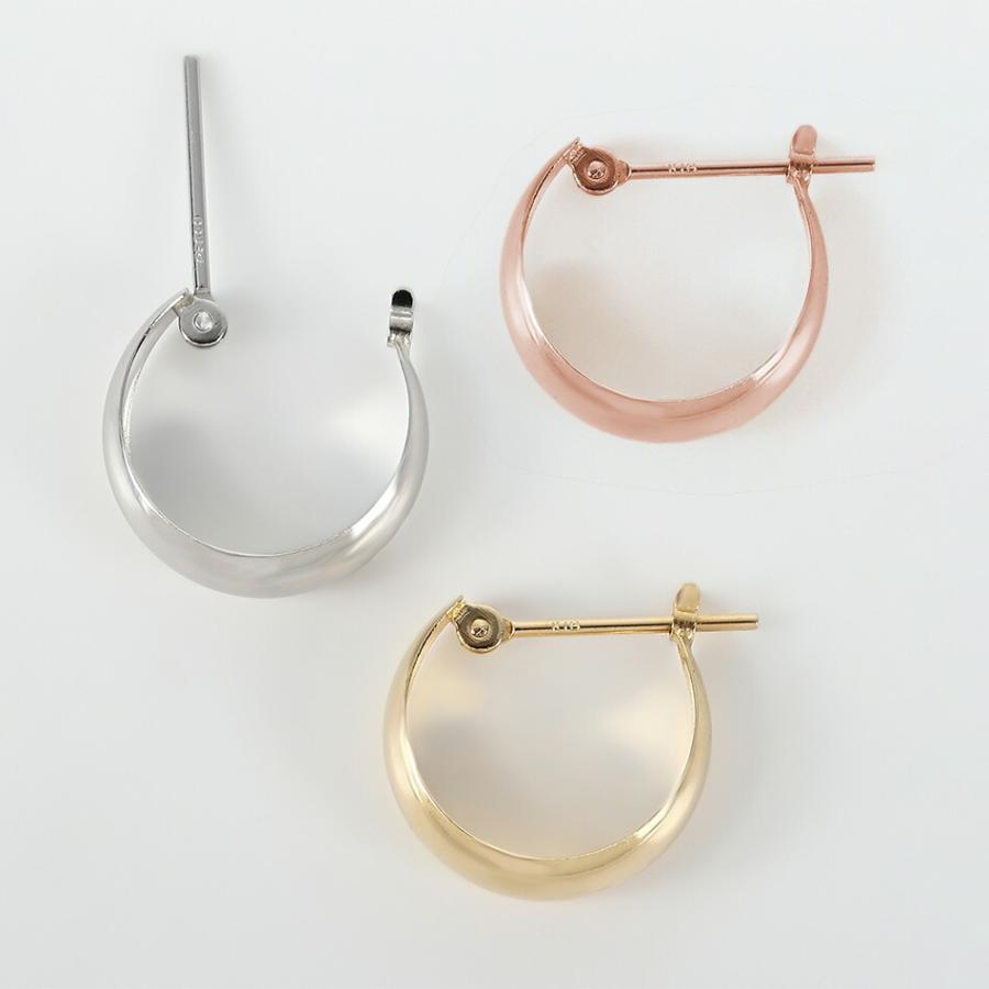 ピアス ムーンピアス 18金 プラチナ アレルギー対応 5mm×13mm レディース シンプル 地金 つけっぱなし 甲丸 k18 ゴールドの画像