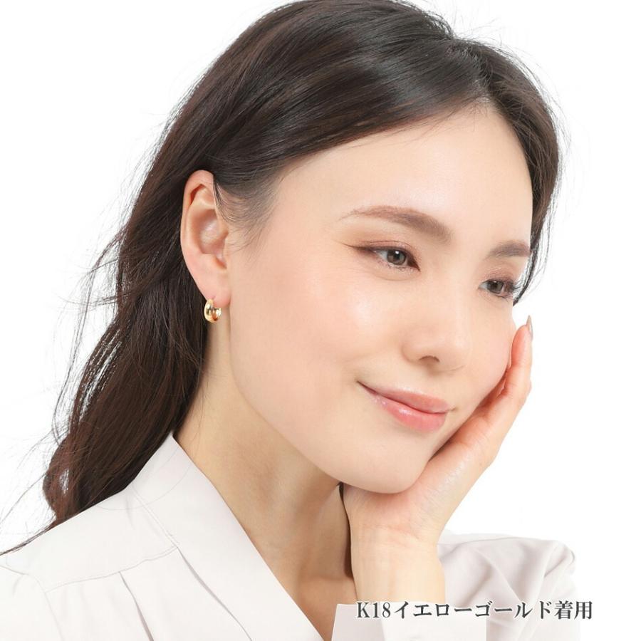 ピアス ムーンピアス 18金 プラチナ アレルギー対応 5mm×13mm レディース シンプル 地金 つけっぱなし 甲丸 k18 ゴールドの画像